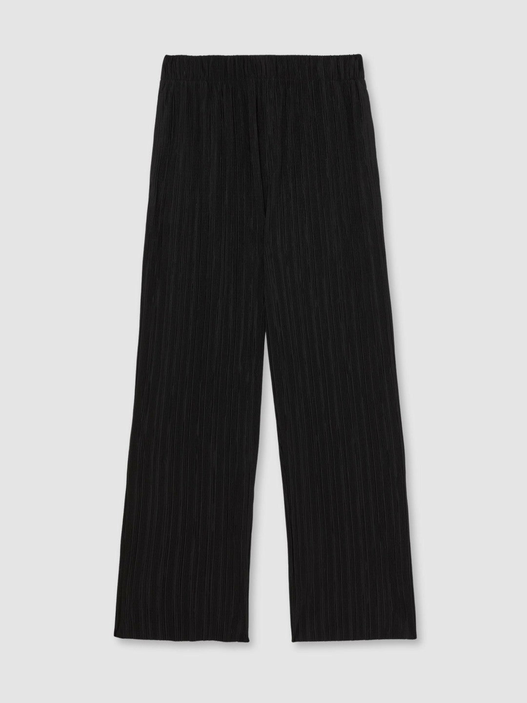 Plissé Wide Leg Trousers in Black Men | Reiss