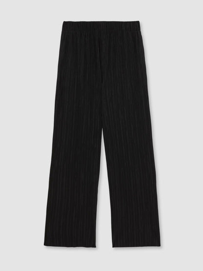Plissé Wide Leg Trousers in Black Men | Reiss