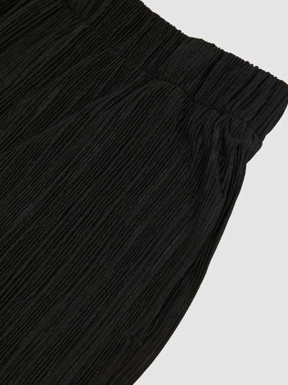 Plissé Wide Leg Trousers in Black Men | Reiss