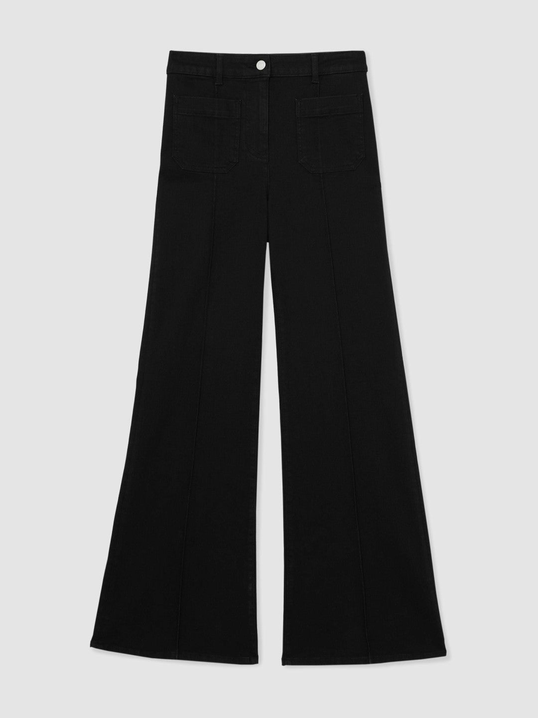 Petite Patch-Pocket Flared Jeans in Black Women | Reiss