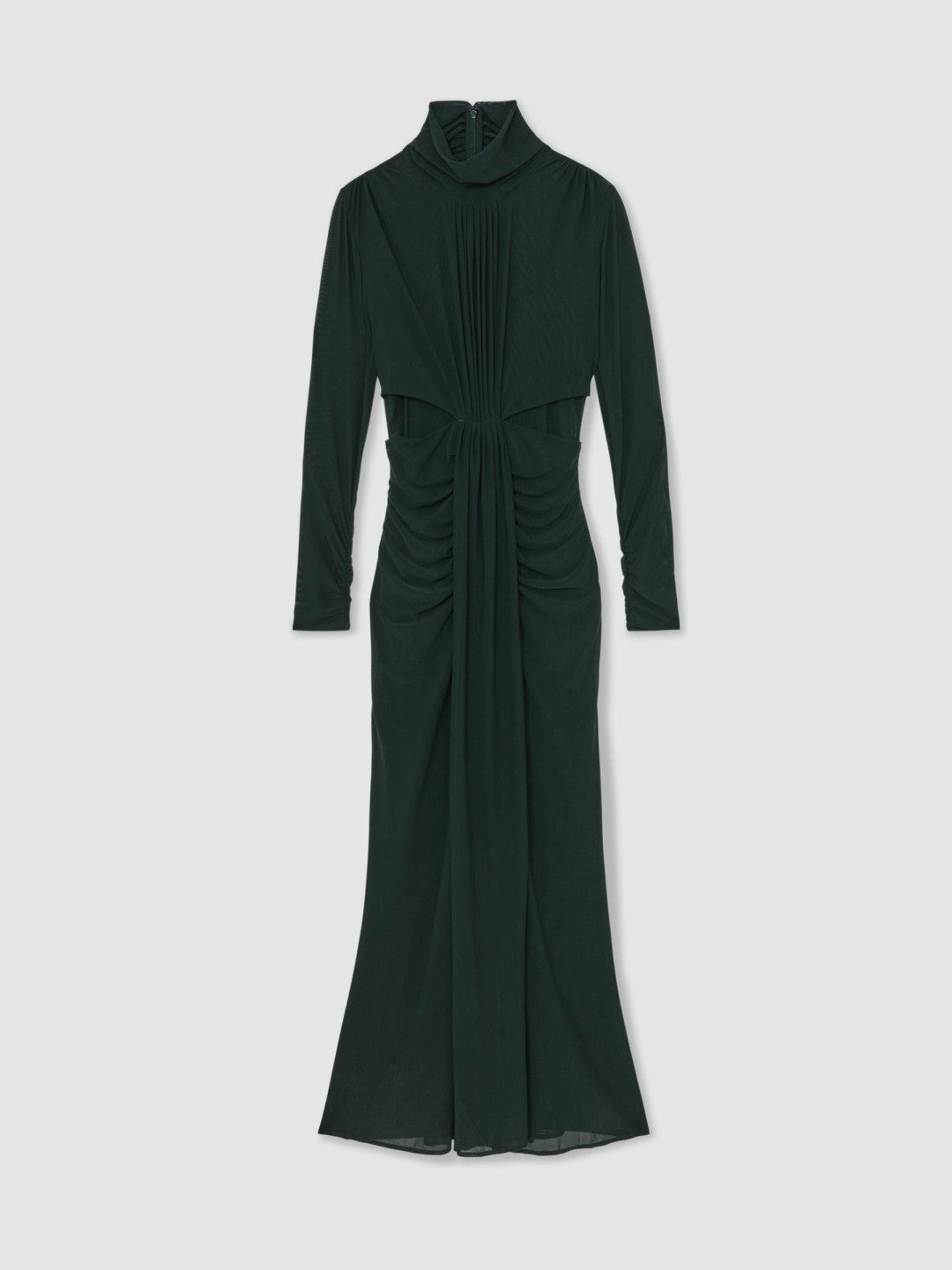 Petite Ruched Long-Sleeve Maxi Dress in Dark Green Women | Reiss