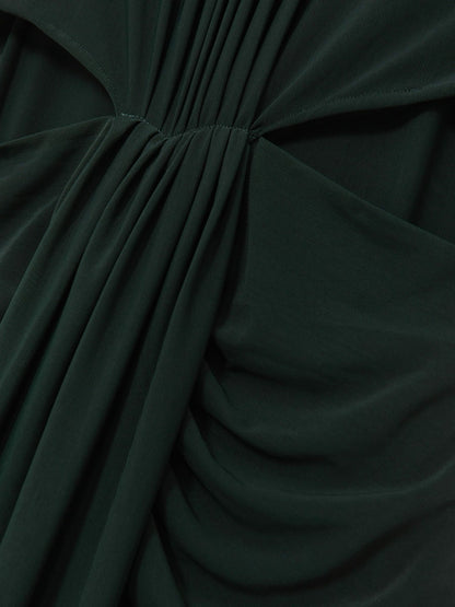Petite Ruched Long-Sleeve Maxi Dress in Dark Green Women | Reiss