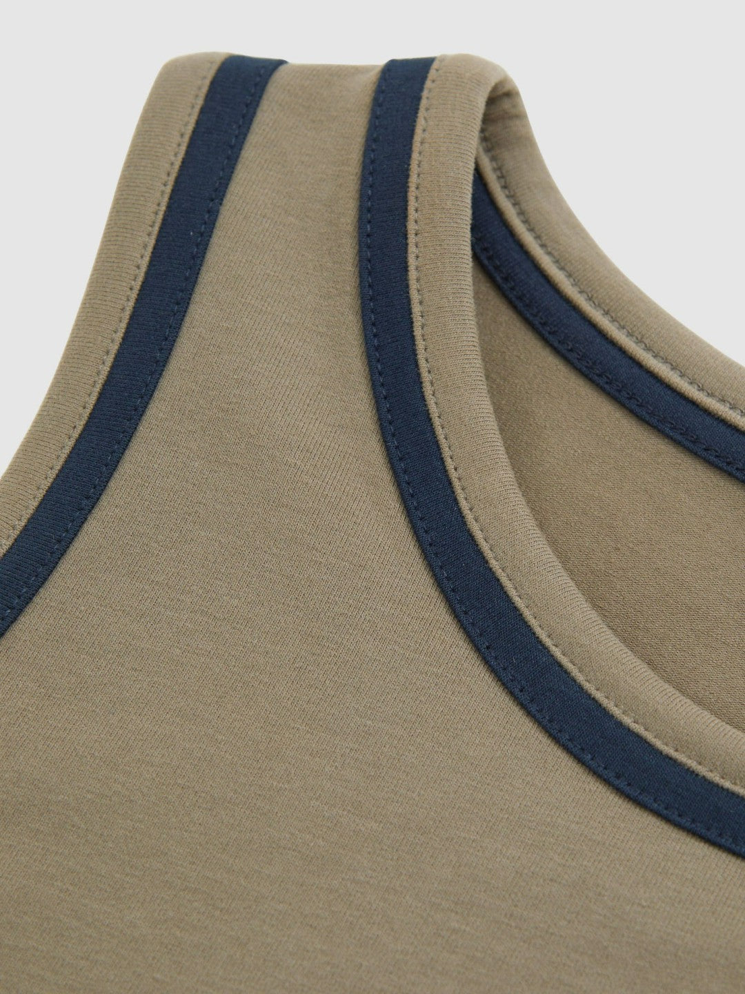 Stretch-Cotton Jersey Tipped Vest in Khaki Green/Navy Women | Reiss
