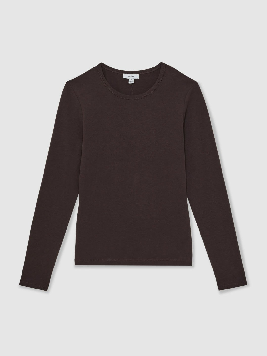 Cotton Crew-Neck Long-Sleeve T-Shirt With Stretch in Plum Purple Women | Reiss