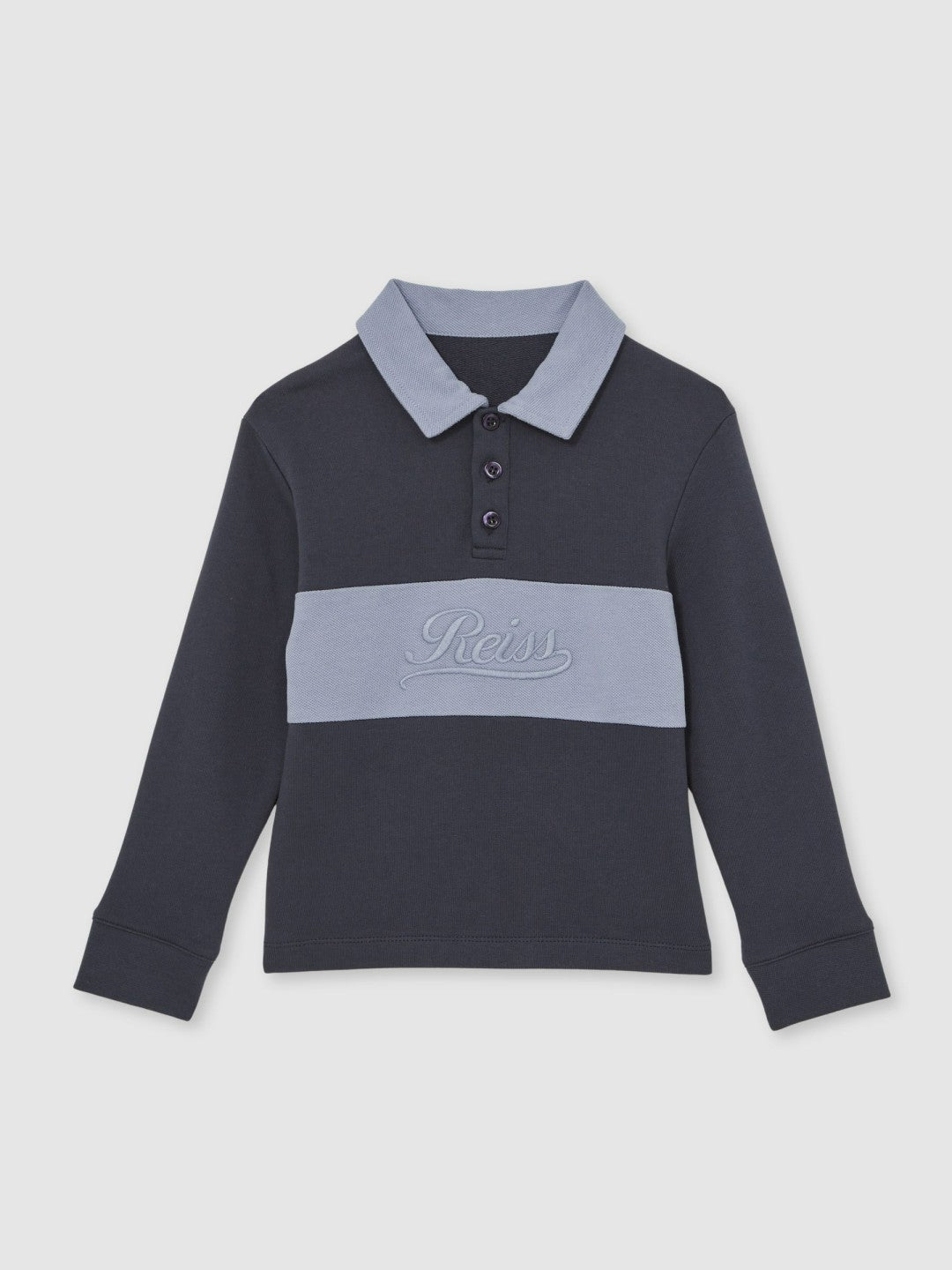 13-14 yrs Cotton Logo-Embroidery Rugby Polo Shirt in Airforce Blue/Navy Blue Children & Baby | Reiss