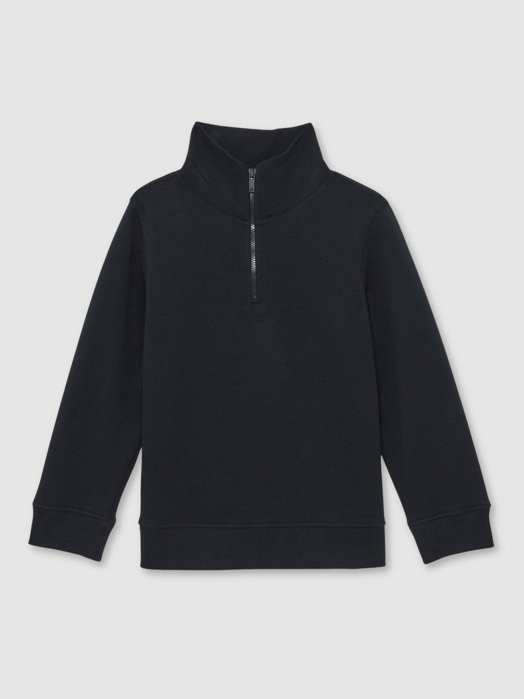 9-13 yrs Textured Half-Zip Sweatshirt with Cotton in Navy Children & Baby | Reiss