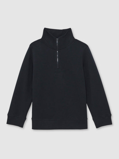 9-13 yrs Textured Half-Zip Sweatshirt with Cotton in Navy Children & Baby | Reiss