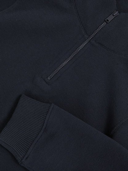 9-13 yrs Textured Half-Zip Sweatshirt with Cotton in Navy Children & Baby | Reiss