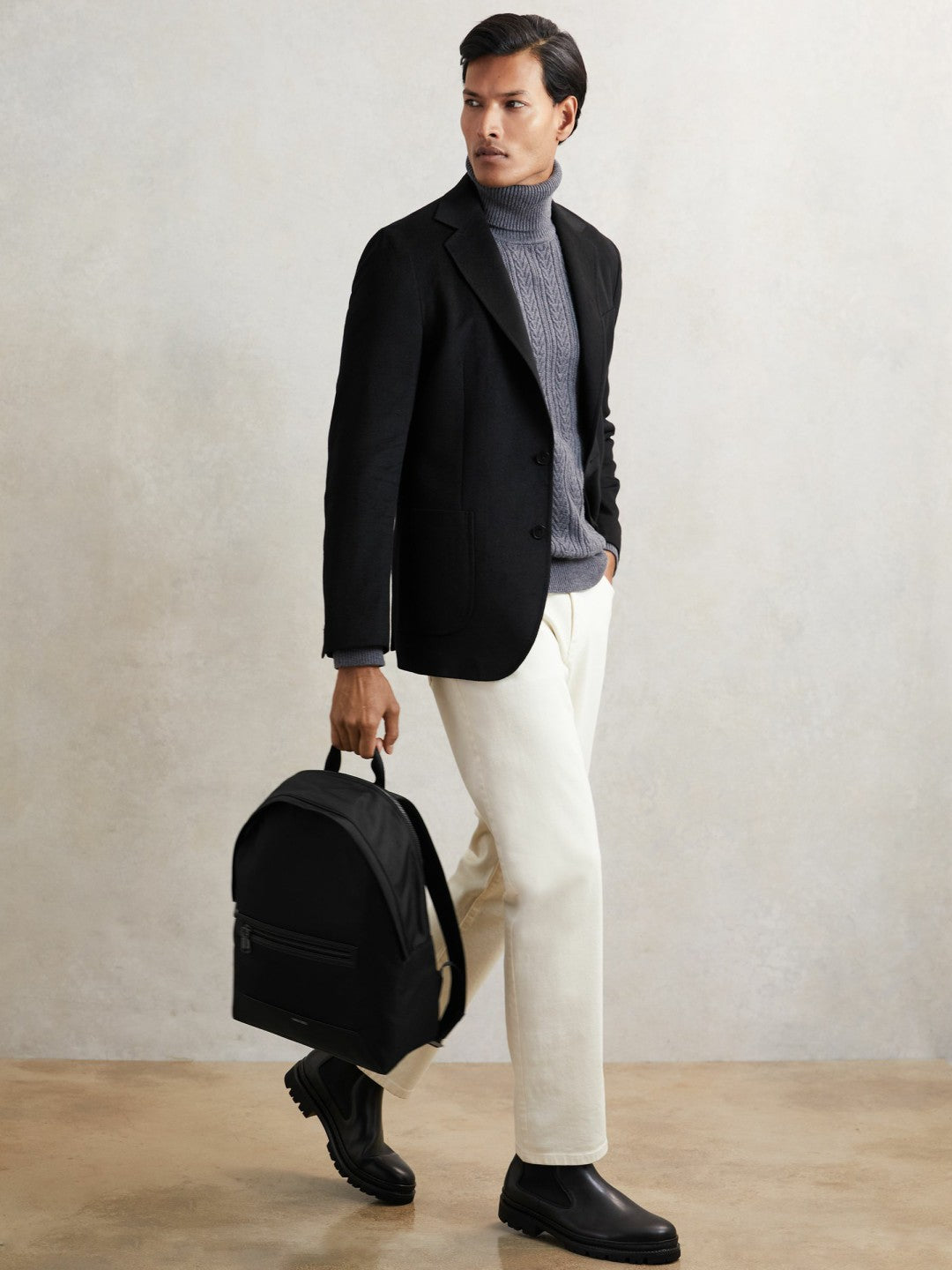 Woven Zipped Backpack in Black Men | Reiss