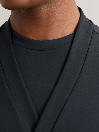 V-Neck Interlock Jersey Cardigan in Navy Men | Reiss