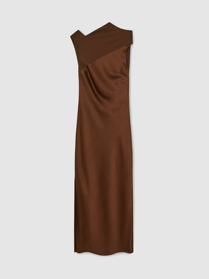 Petite Back Detail Midi Dress in Bronze Women | Reiss