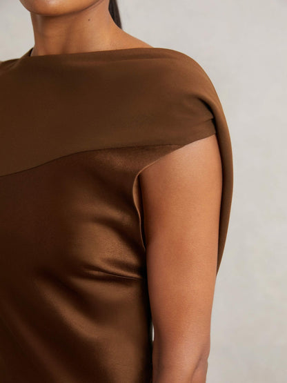 Petite Back Detail Midi Dress in Bronze Women | Reiss