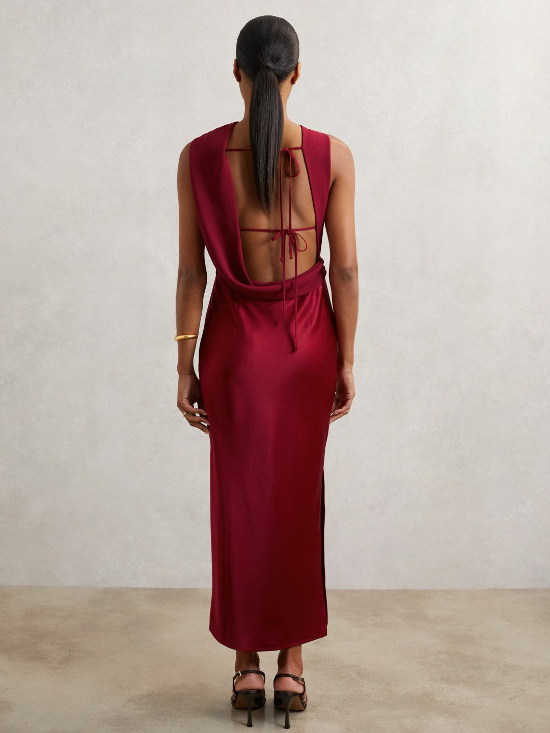 Petite Back Detail Midi Dress in Red Women | Reiss
