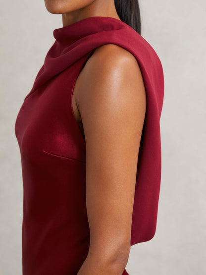 Petite Back Detail Midi Dress in Red Women | Reiss
