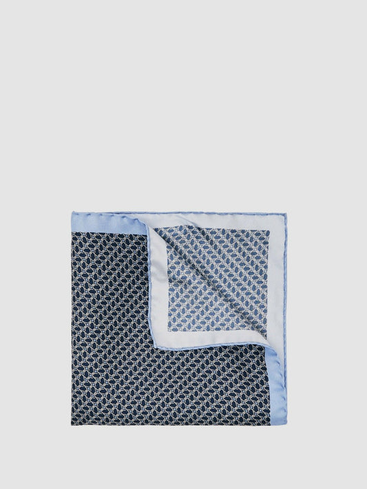 Geo Chain Detail Pocket Square in Navy Men | Reiss