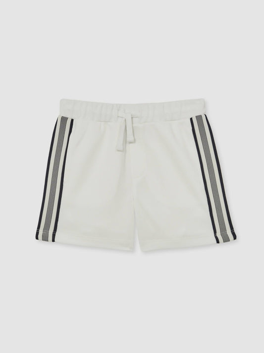 13-14 yrs Side Stripe Textured Shorts in White Children & Baby | Reiss