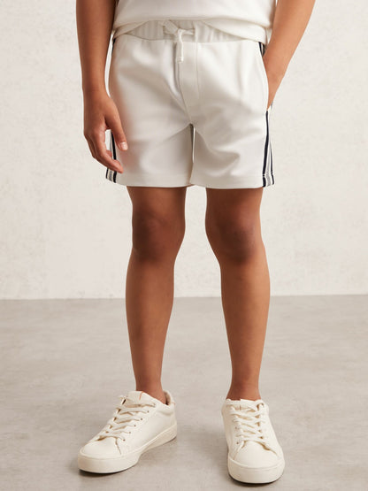 13-14 yrs Side Stripe Textured Shorts in White Children & Baby | Reiss