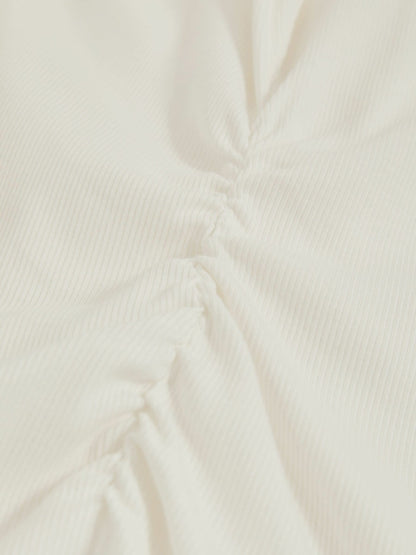 Stretch-Cotton Ruched Ribbed T-Shirt in White Women | Reiss
