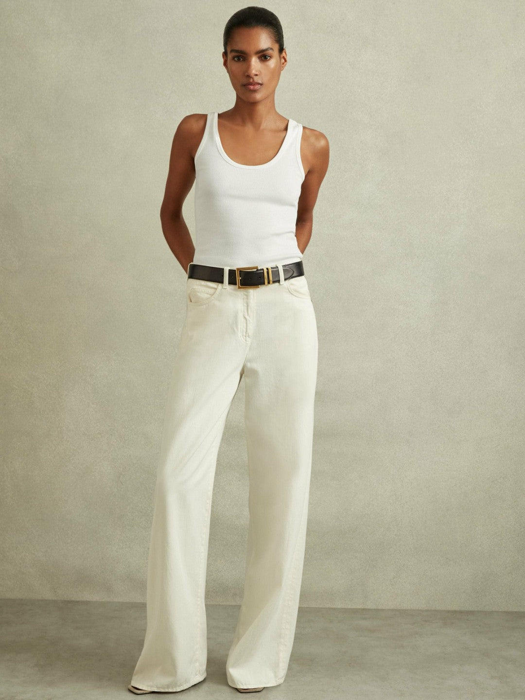 Stretch-Cotton Ribbed Vest in White Women | Reiss