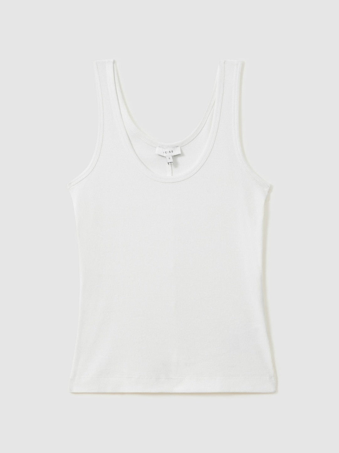 Stretch-Cotton Ribbed Vest in White Women | Reiss