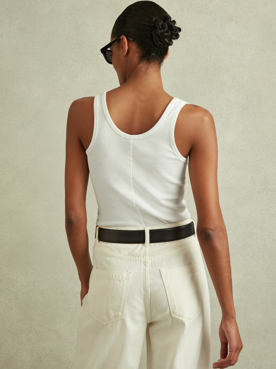 Stretch-Cotton Ribbed Vest in White Women | Reiss