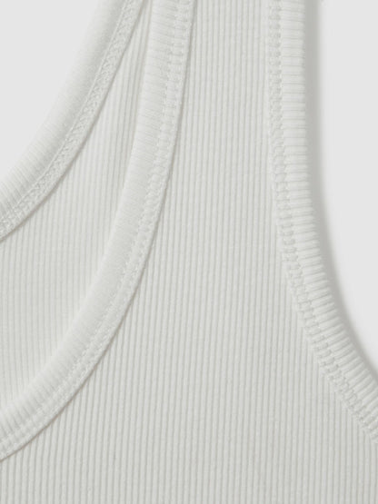 Stretch-Cotton Ribbed Vest in White Women | Reiss