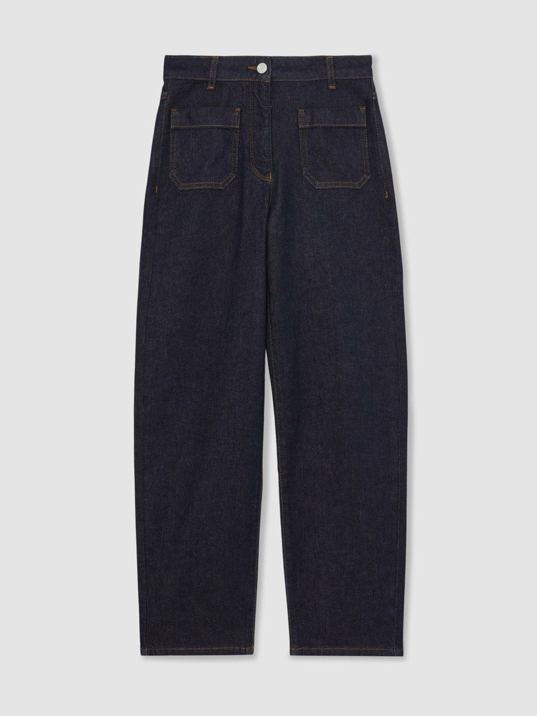 Petite Straight Leg Patch Pocket Jeans in Dark Blue Women | Reiss