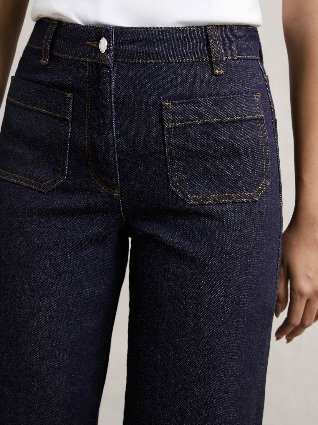 Petite Straight Leg Patch Pocket Jeans in Dark Blue Women | Reiss