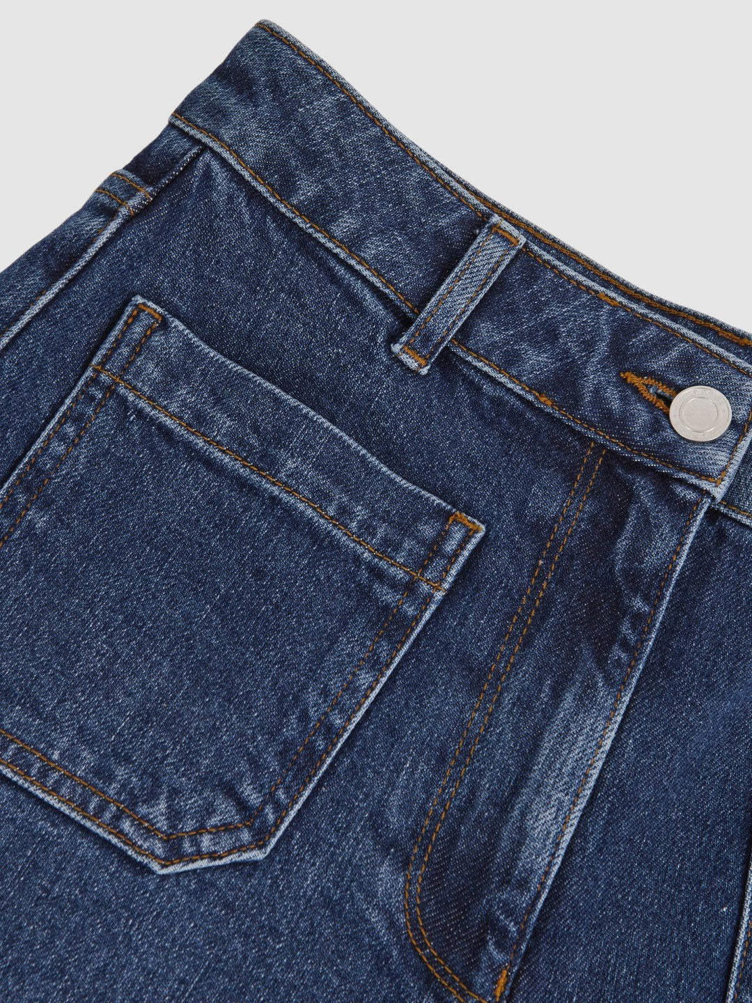 Petite Straight Leg Patch Pocket Jeans in Mid Blue Women | Reiss