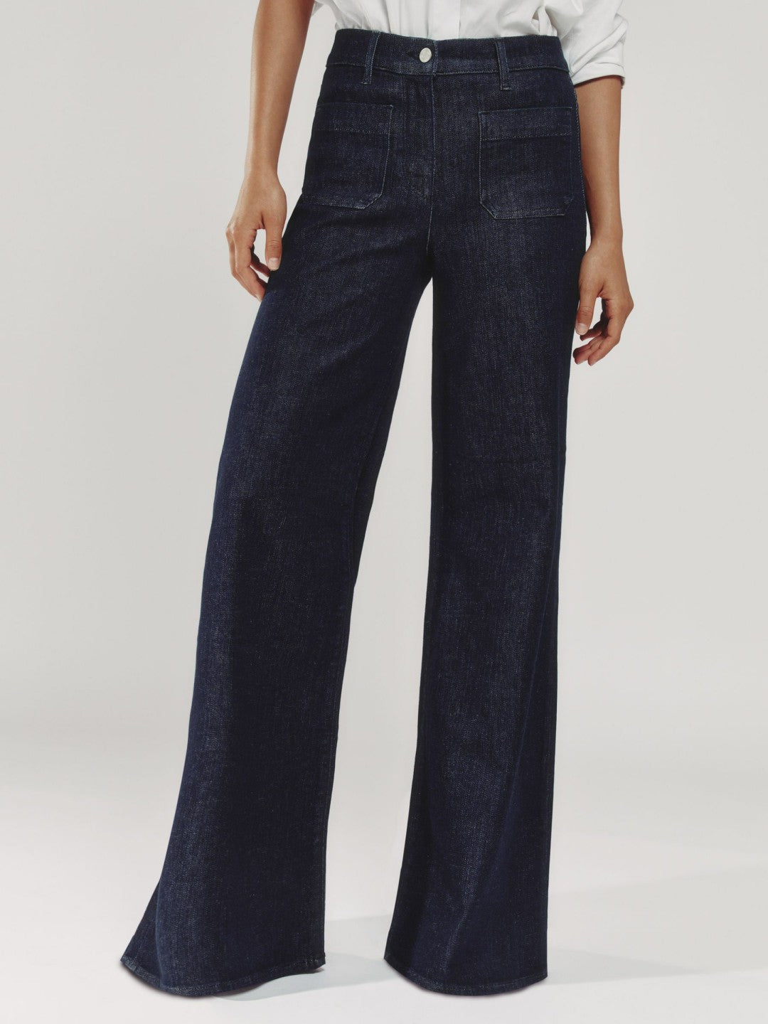 Petite Patch Pocket Wide Leg Jeans in Dark Blue Women | Reiss