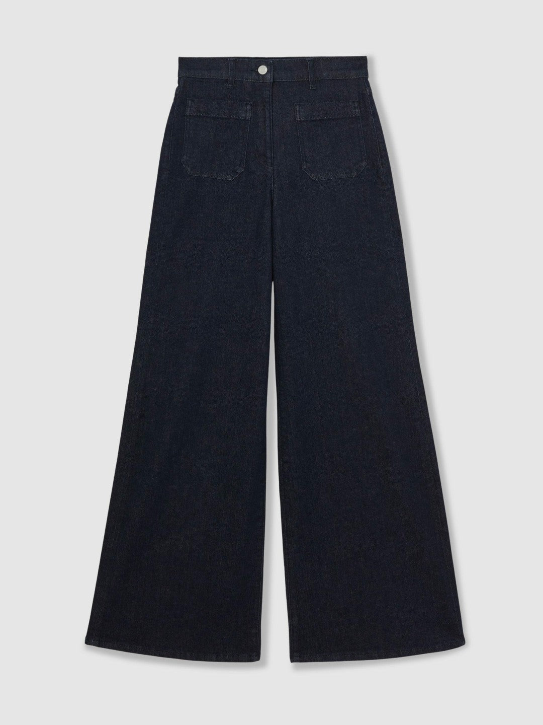 Petite Patch Pocket Wide Leg Jeans in Dark Blue Women | Reiss