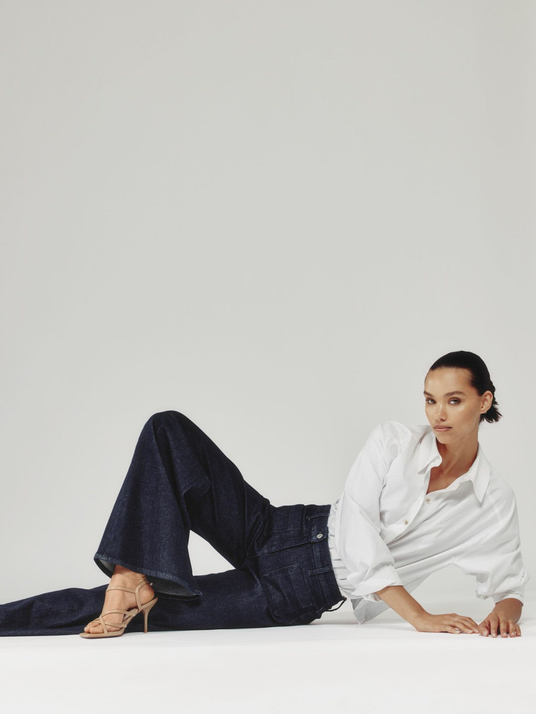 Petite Patch Pocket Wide Leg Jeans in Dark Blue Women | Reiss