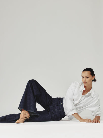 Petite Patch Pocket Wide Leg Jeans in Dark Blue Women | Reiss