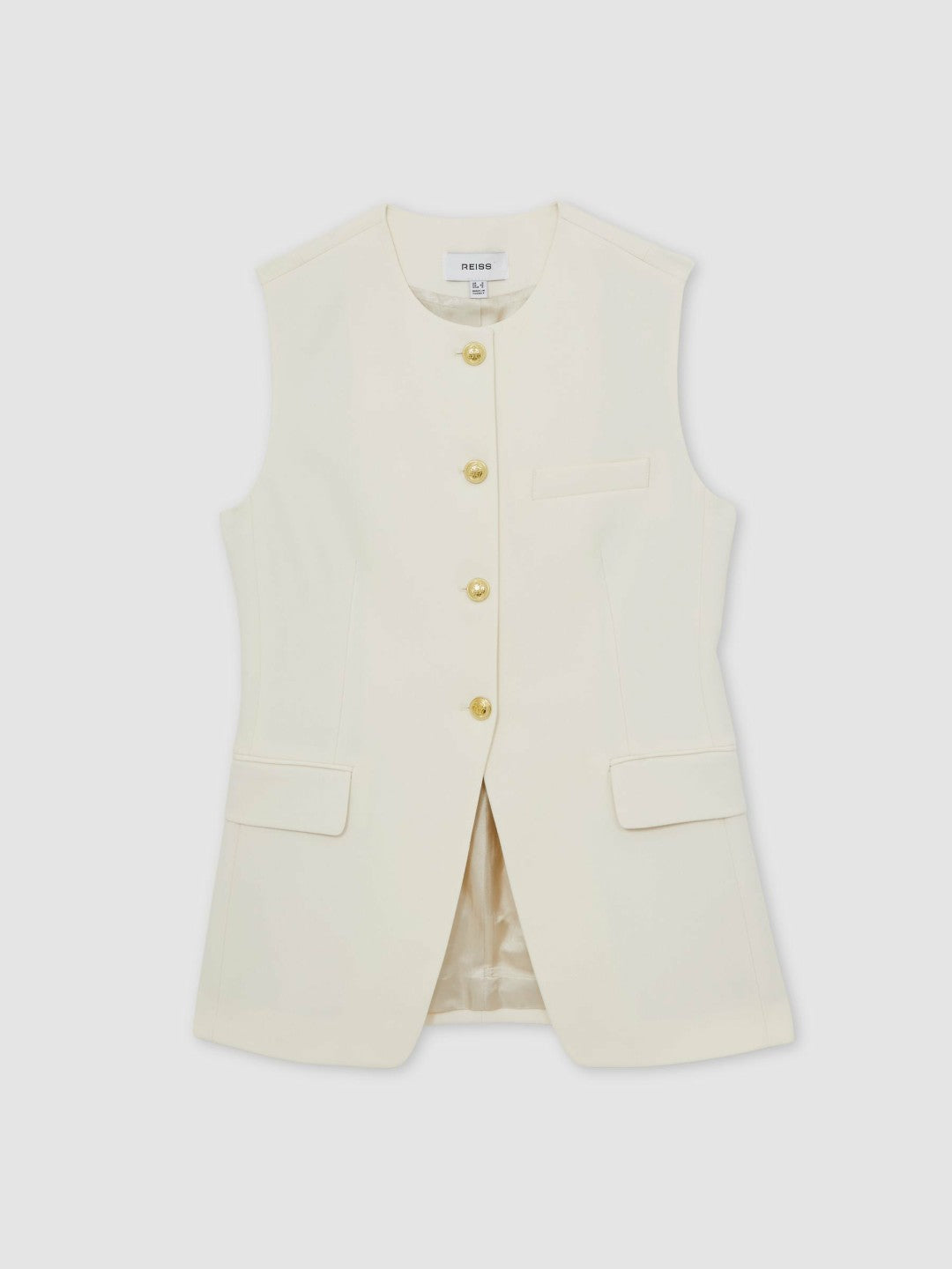 High-Neck Longline Waistcoat in Cream Women | Reiss