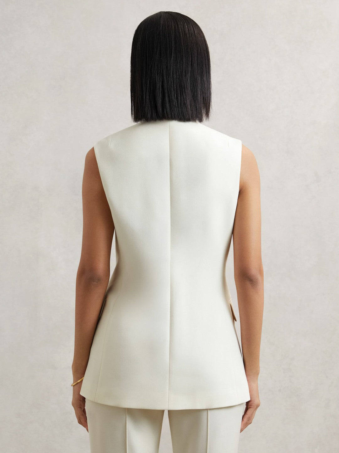 High-Neck Longline Waistcoat in Cream Women | Reiss