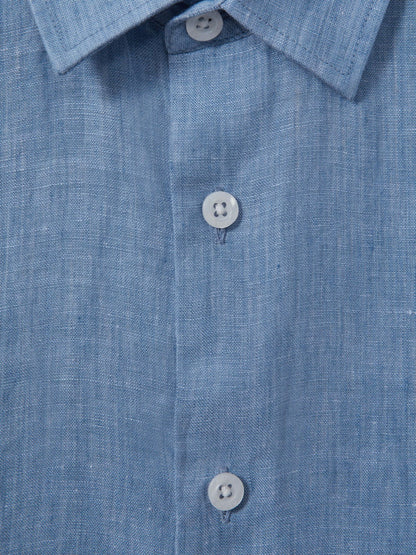 3-9 yrs Short Sleeve Linen Shirt in Sky Blue Children & Baby | Reiss