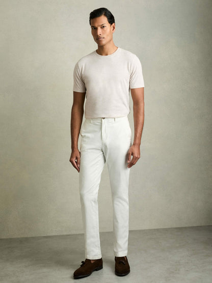 Cotton Crew Neck T-Shirt in Wheat Melange Men | Reiss