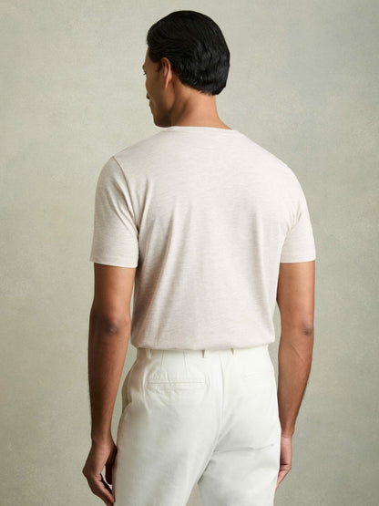 Cotton Crew Neck T-Shirt in Wheat Melange Men | Reiss