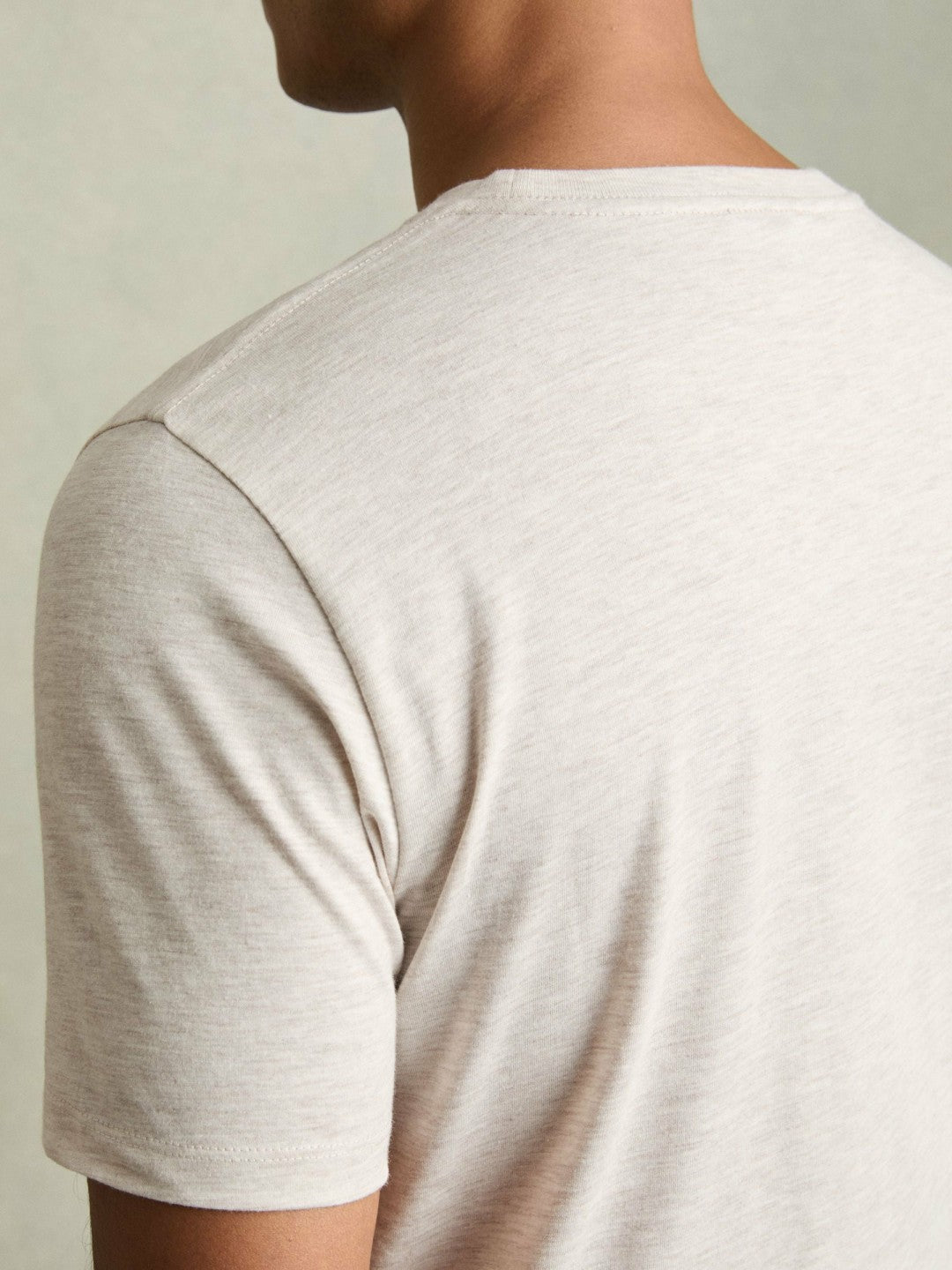 Cotton Crew Neck T-Shirt in Wheat Melange Men | Reiss