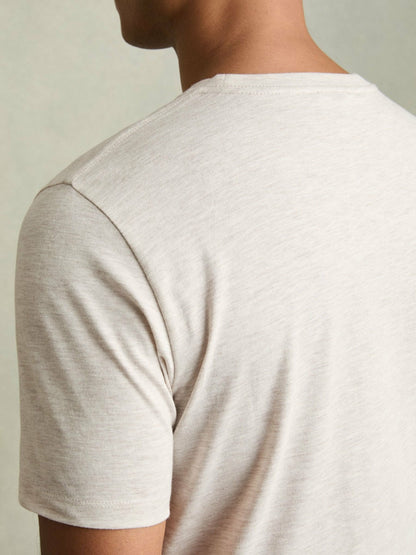Cotton Crew Neck T-Shirt in Wheat Melange Men | Reiss