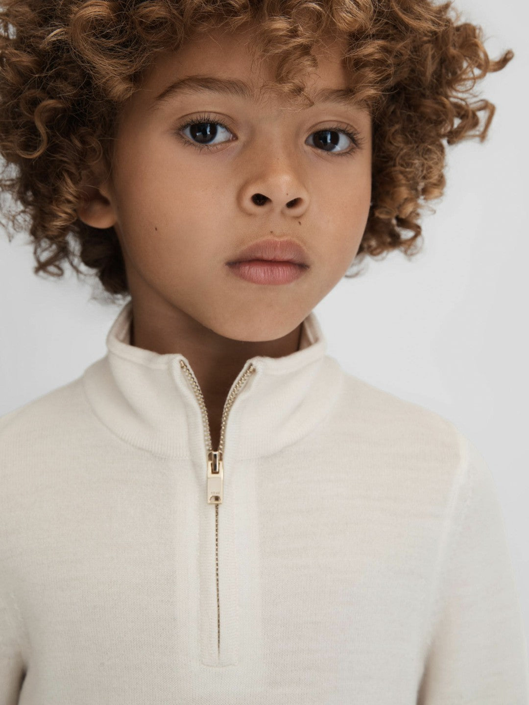 3-9 yrs Wool Half-Zip Funnel Neck Jumper in Snow Children & Baby | Reiss