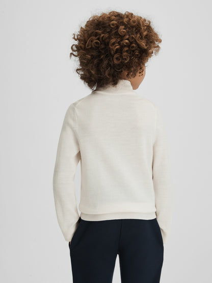 3-9 yrs Wool Half-Zip Funnel Neck Jumper in Snow Children & Baby | Reiss