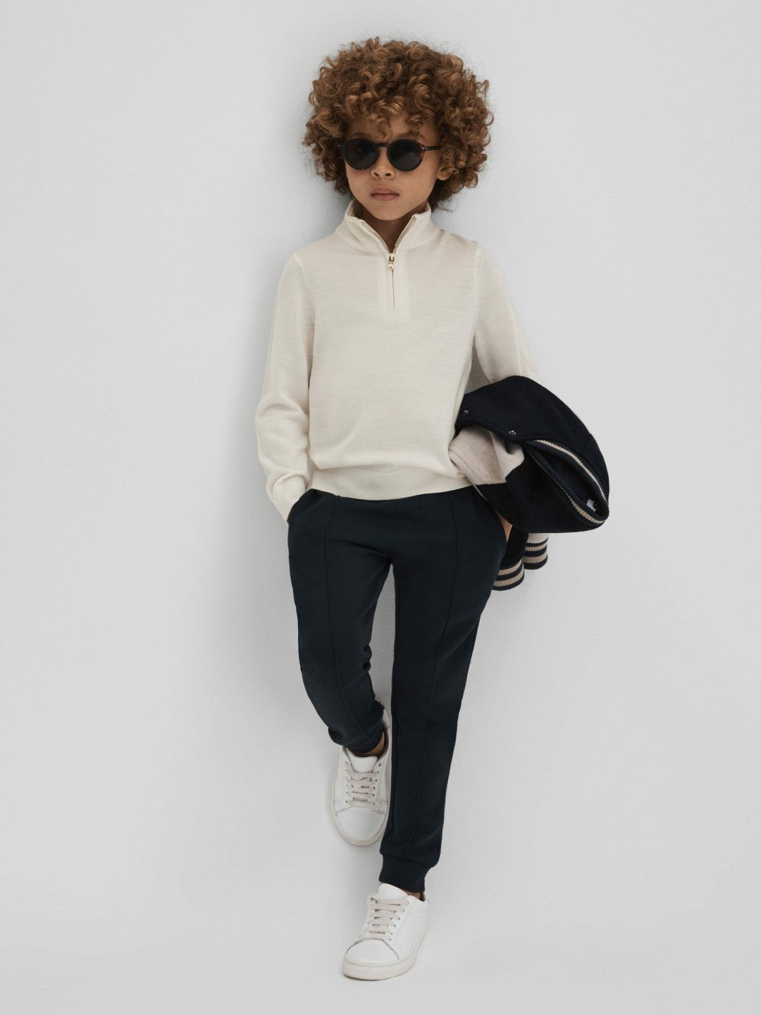 3-9 yrs Wool Half-Zip Funnel Neck Jumper in Snow Children & Baby | Reiss