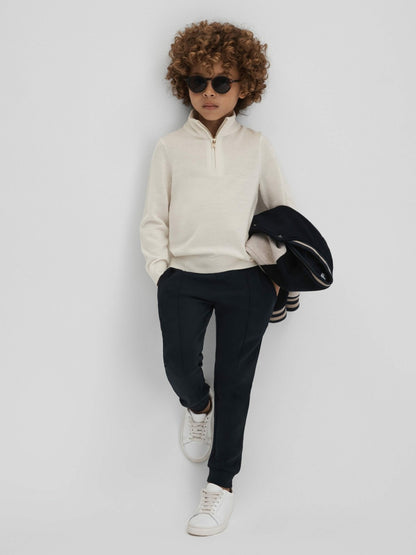 3-9 yrs Wool Half-Zip Funnel Neck Jumper in Snow Children & Baby | Reiss