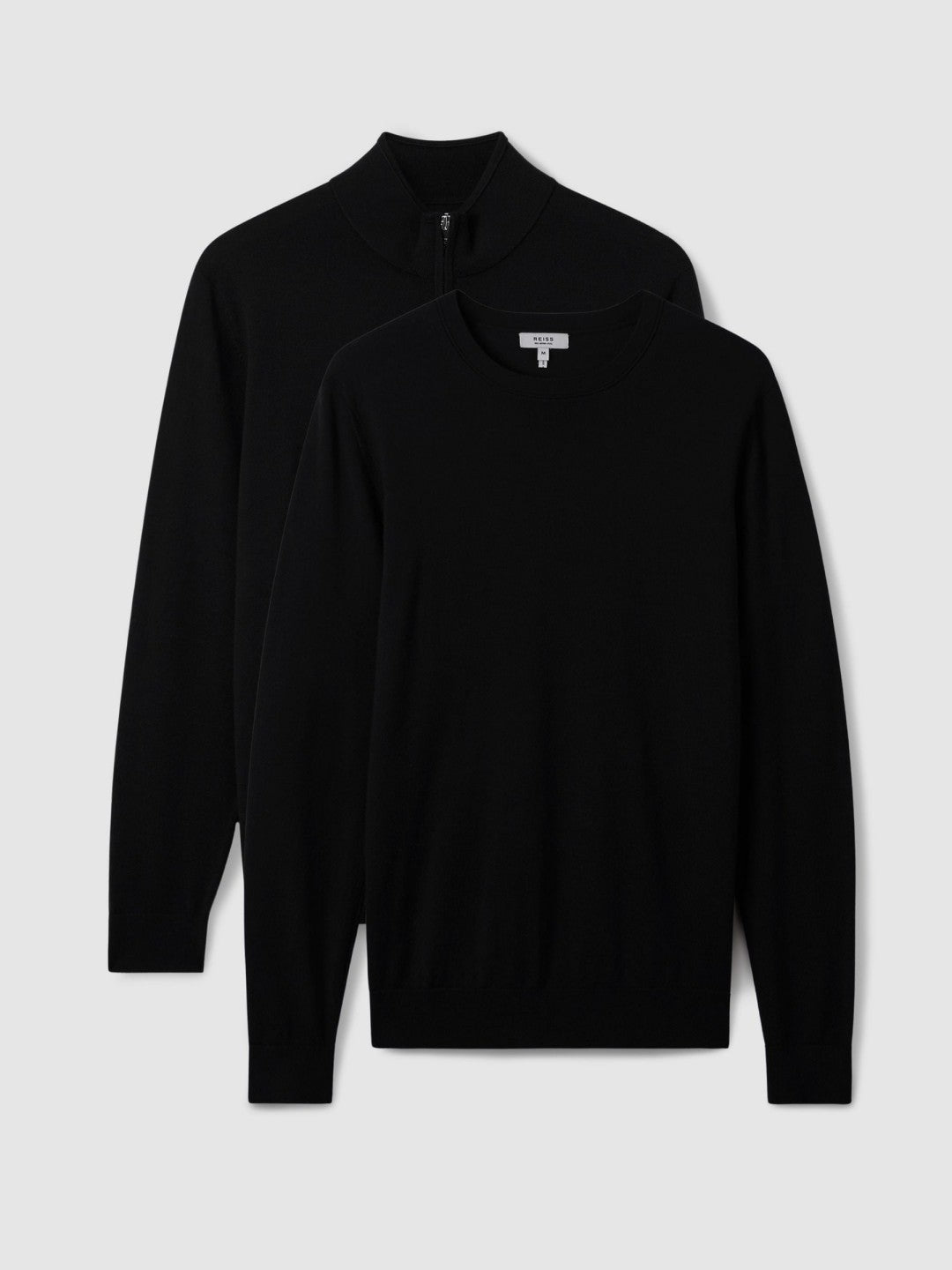 Pack of Two Merino Wool Jumpers in Black Men | Reiss