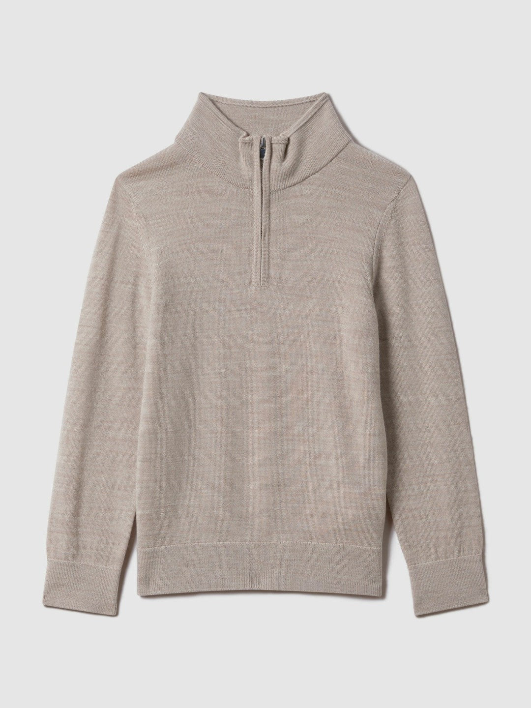 9-13 yrs Wool Half-Zip Funnel Neck Jumper in Wheat Melange Children & Baby | Reiss