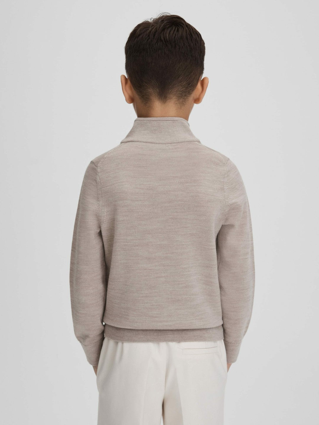9-13 yrs Wool Half-Zip Funnel Neck Jumper in Wheat Melange Children & Baby | Reiss