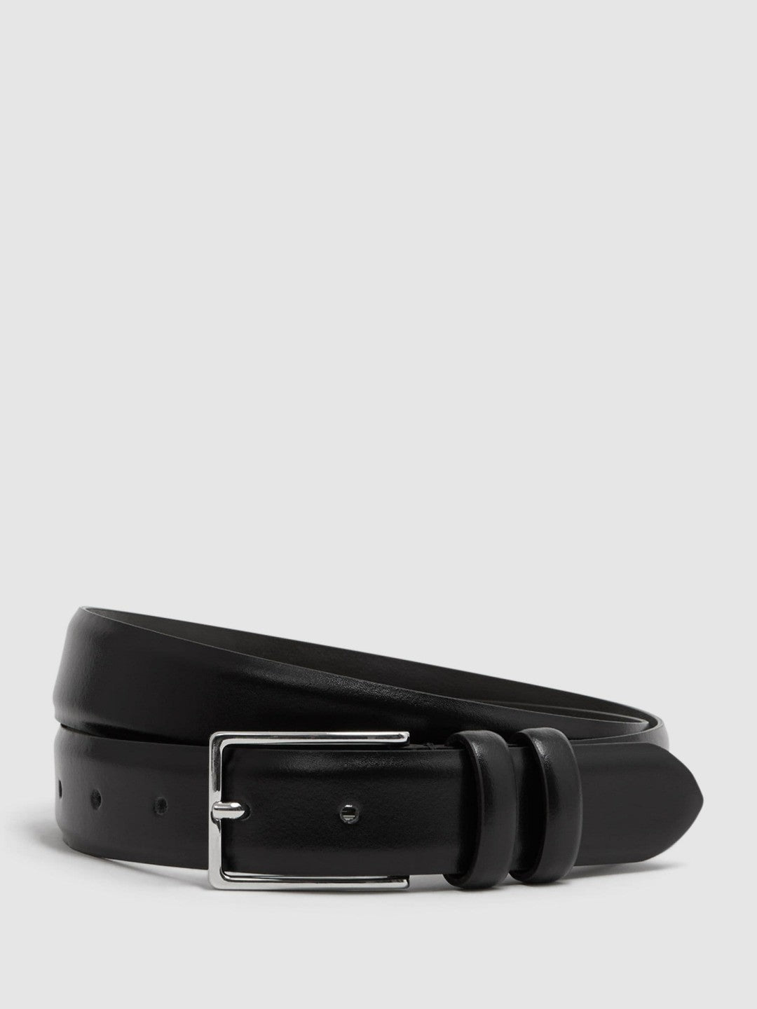 Smooth Leather Belt in Black Men | Reiss