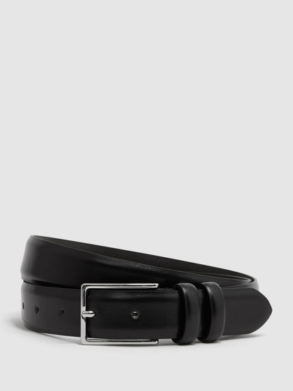 Smooth Leather Belt in Black Men | Reiss