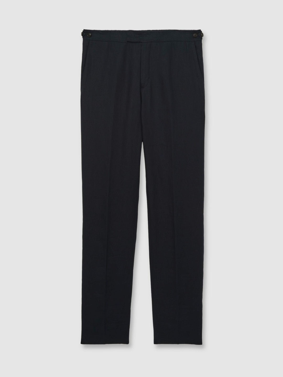 Slim Fit Linen Adjuster Trousers in Navy Men | Reiss